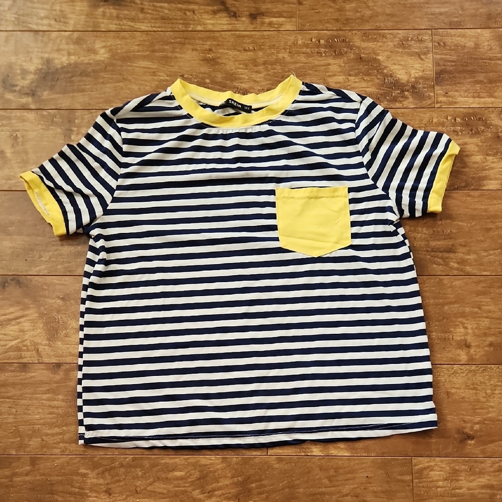 Striped Navy and Yellow Kids Shirt